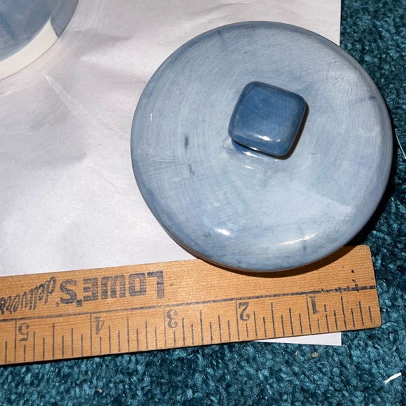 Hand Painted Ceramic Mosiac Nautical Blue Fish Jar W/ Lid - Picture 9 of 12